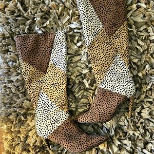 Multi Leopard Print Tall Stileto Boots Sz 10